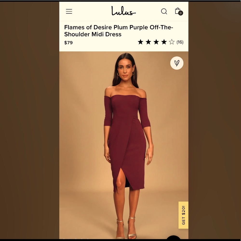 Lulus- Flames of Desire Plum Purple Off-The-Shoulder Midi Dress